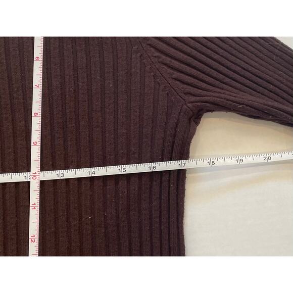 George Chocolate Brown Round Neck Short Sleeve Ribbed Knit Sweater, L - Picture 10 of 11